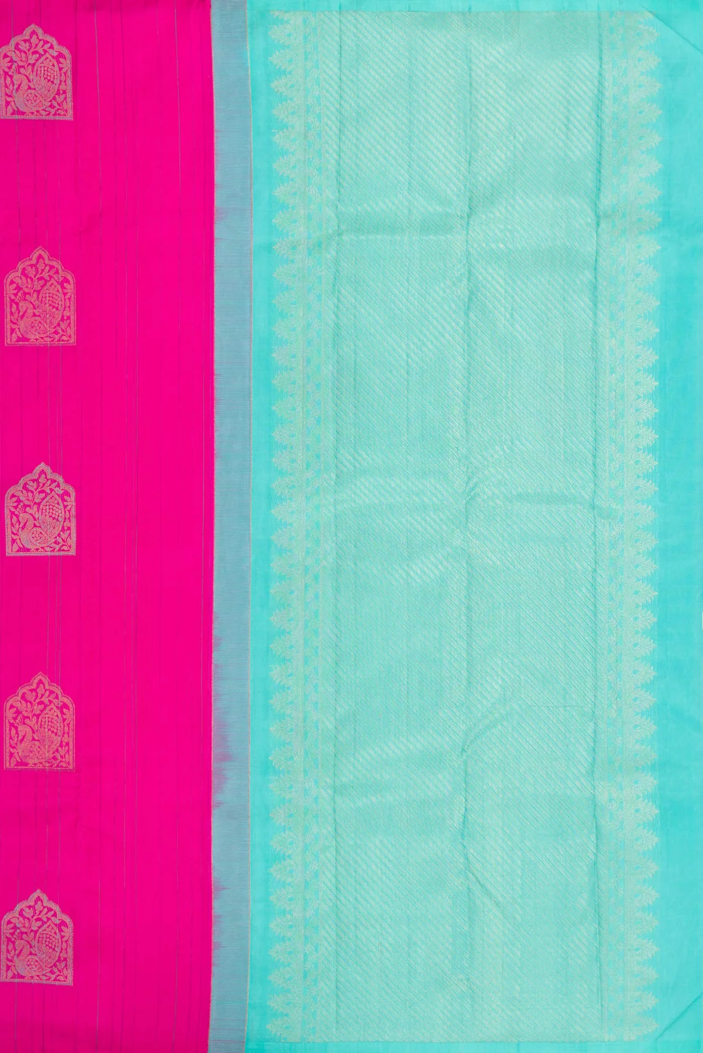 Dark Pink Dual Tone Kanjivaram Silk Saree - Image 6