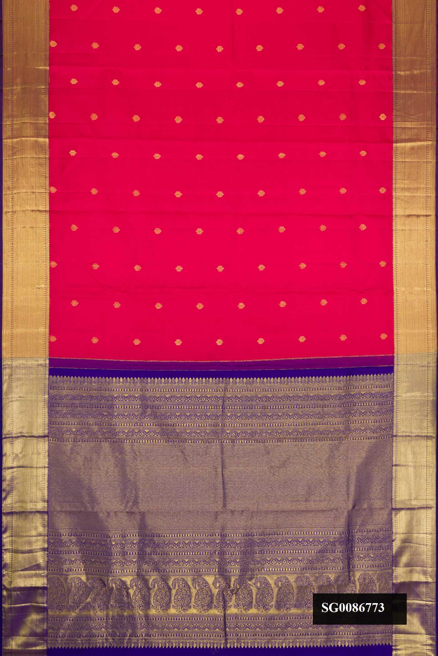 Dark Pink Dual Tone Kanchipuram Silk Saree