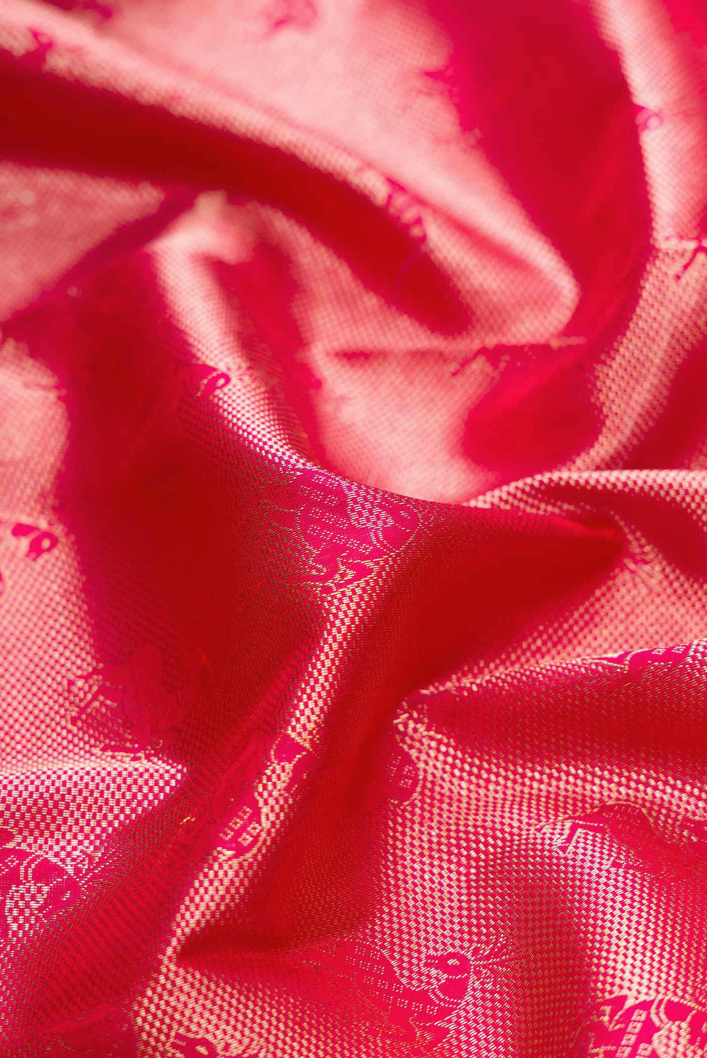 Dark Pink Dual Tone Kanchipuram Silk Saree - Image 2