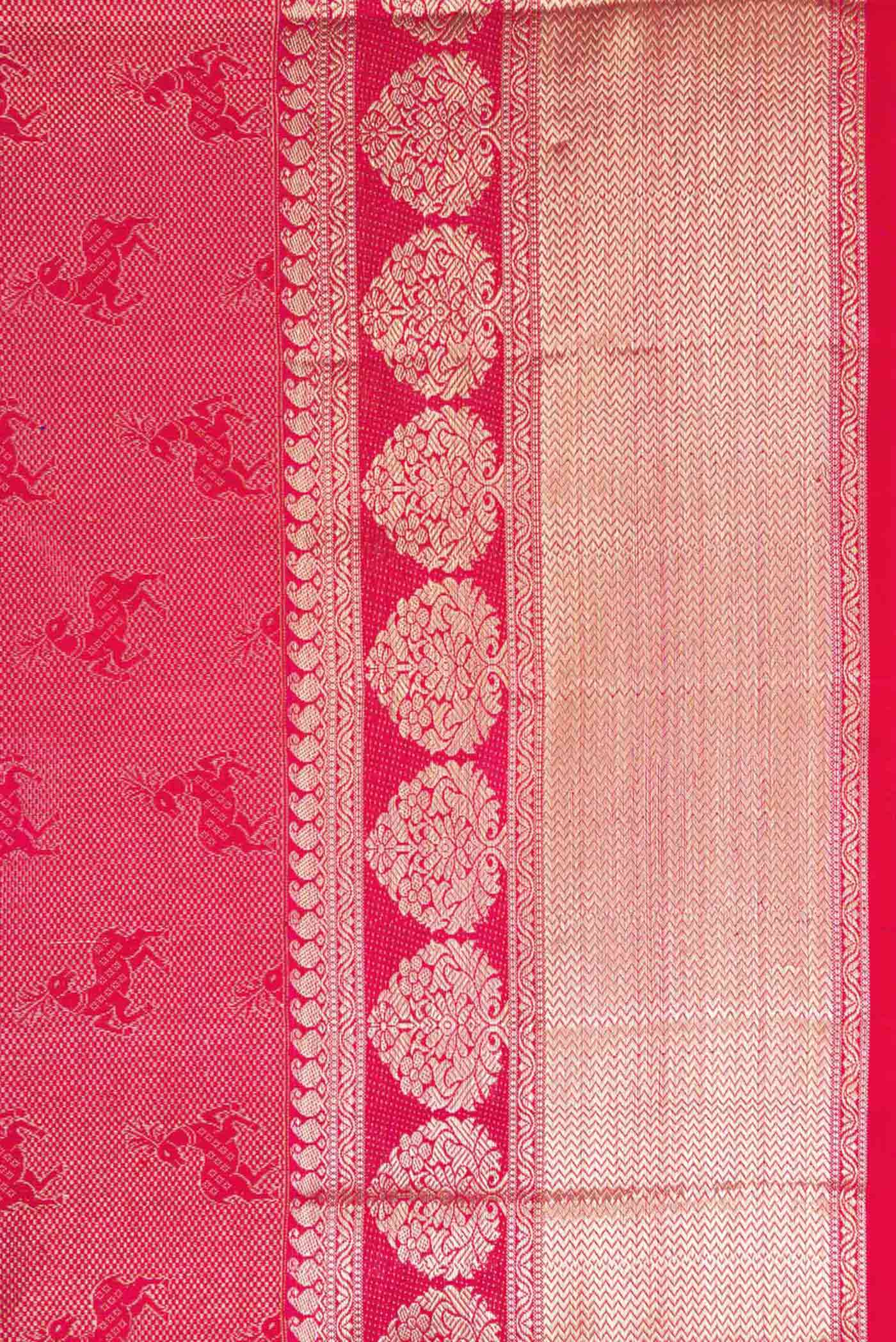 Dark Pink Dual Tone Kanchipuram Silk Saree - Image 3