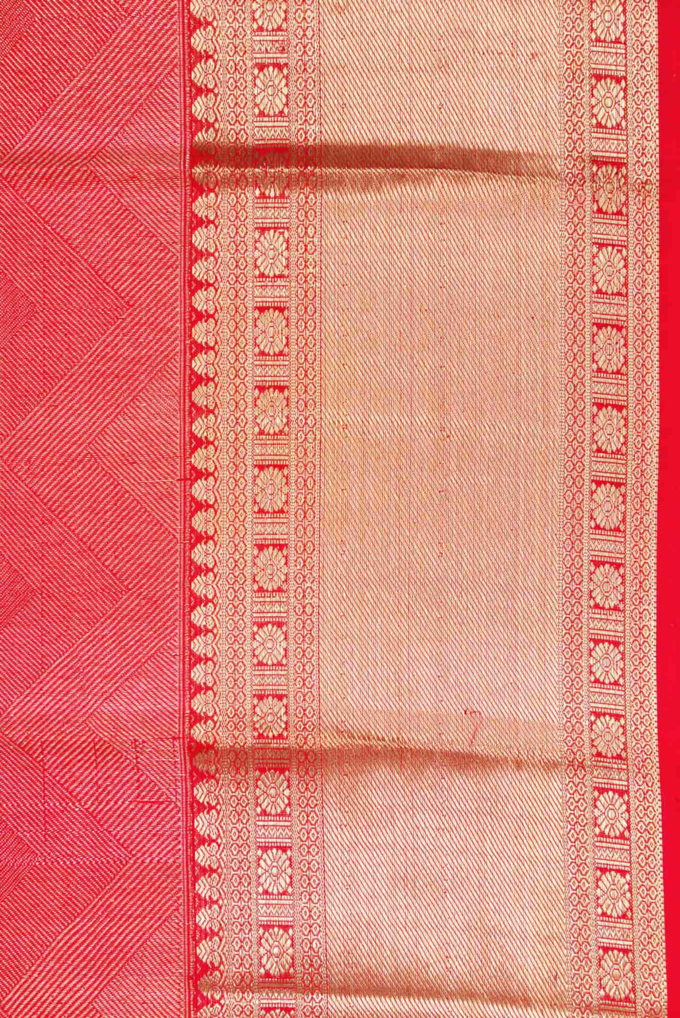 Dark Pink Dual Tone Kanchipuram Silk Saree - Image 3