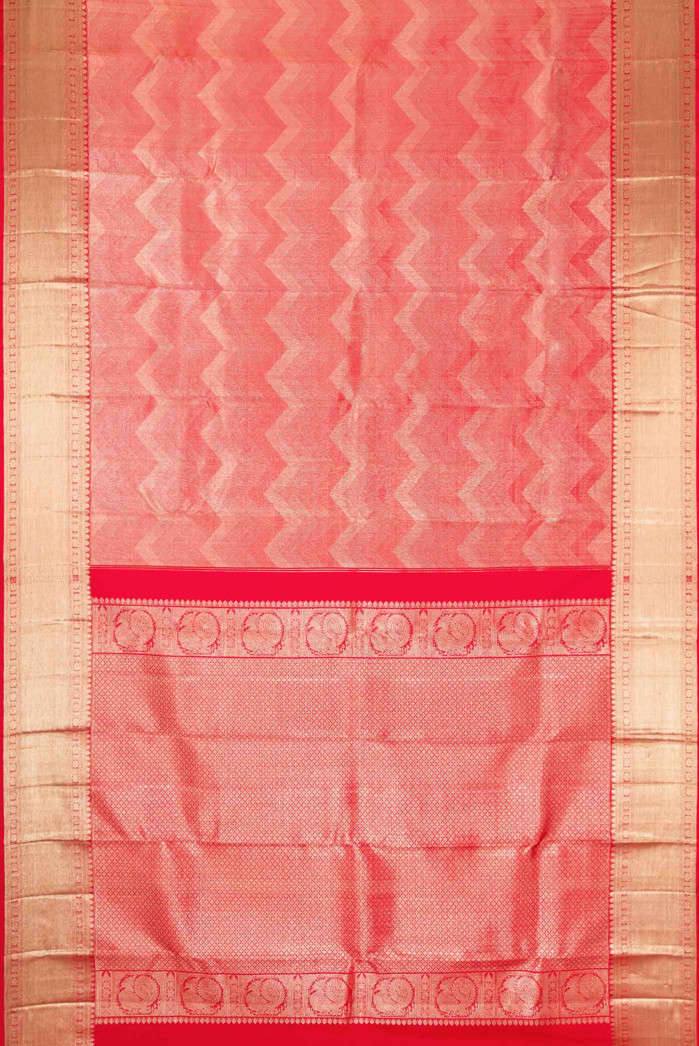Dark Pink Dual Tone Kanchipuram Silk Saree - Image 6