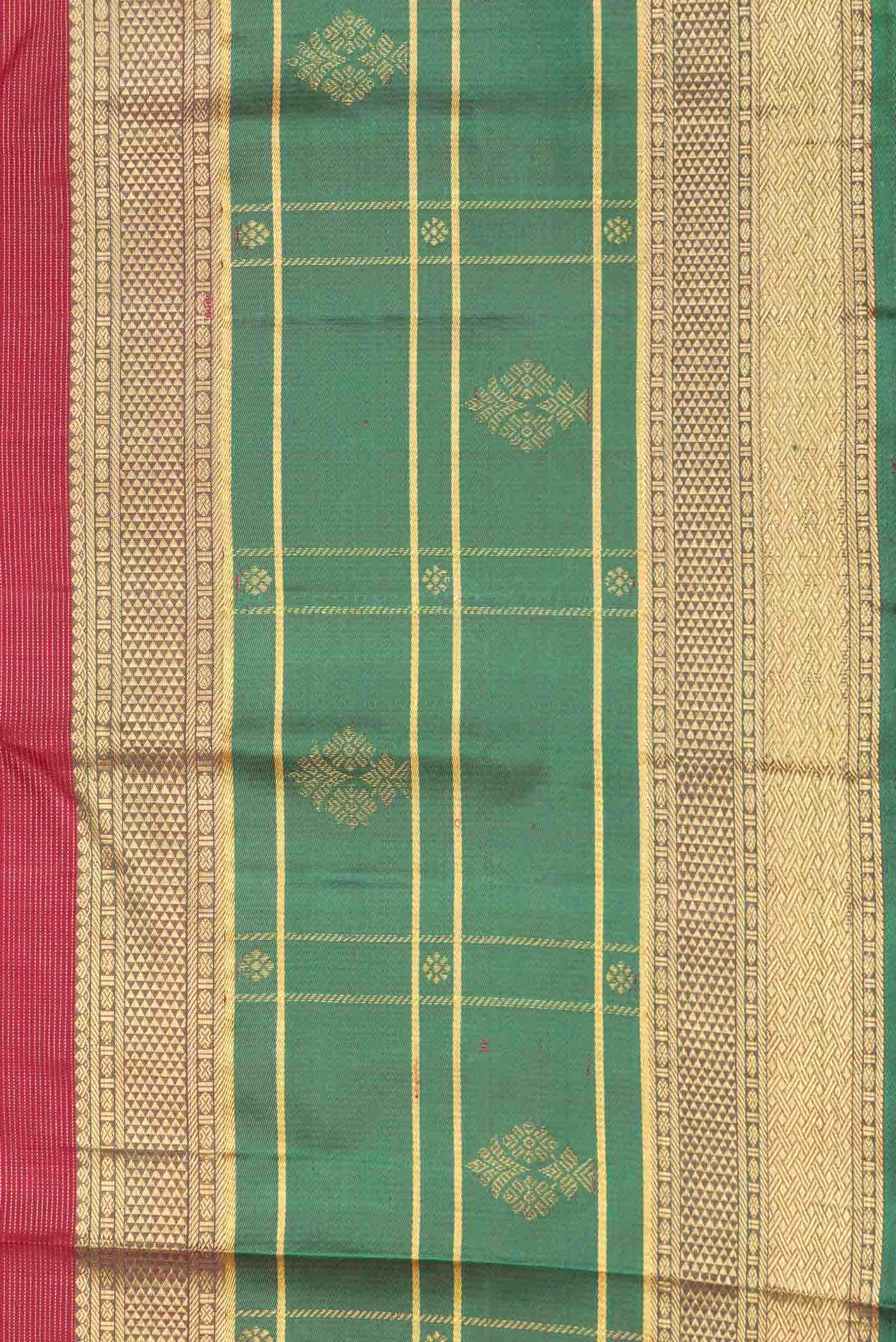 Dark Pink Dual Tone Kanjivaram Silk Saree - Image 5