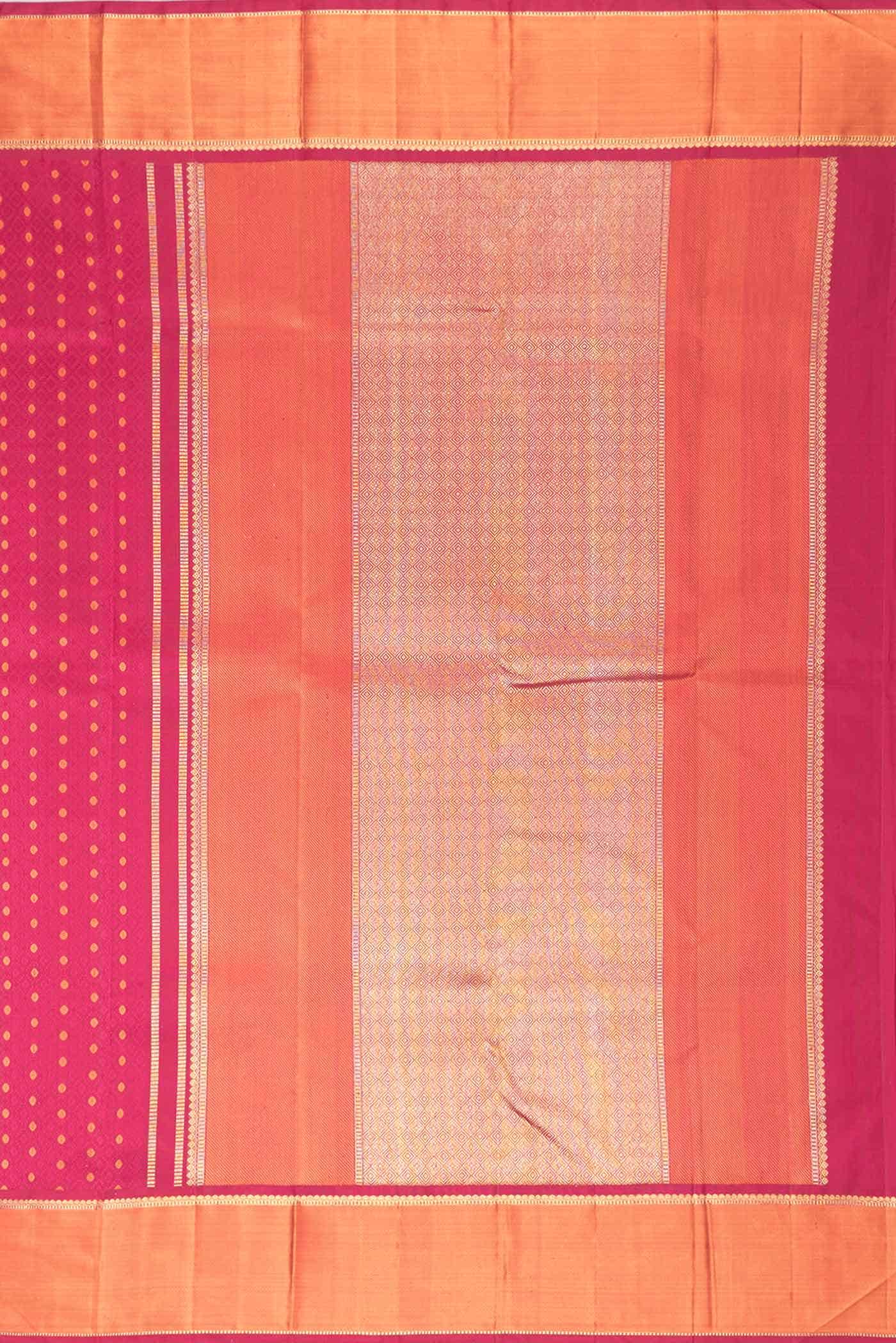 Pure Silk Pure Zari Dark Pink Dual Tone Kanchipuram Saree - Image 5