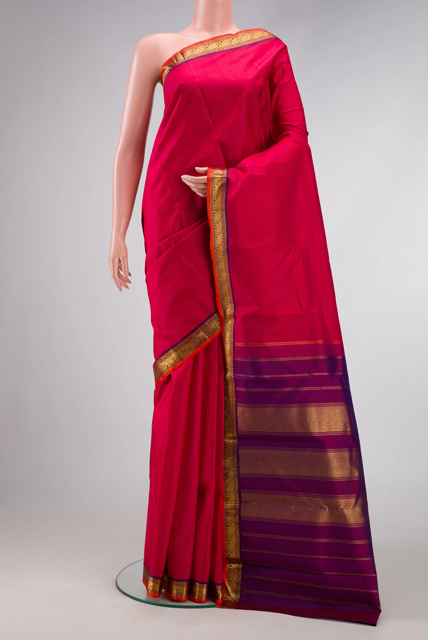 Dark Pink Kanjivaram Silk Saree
