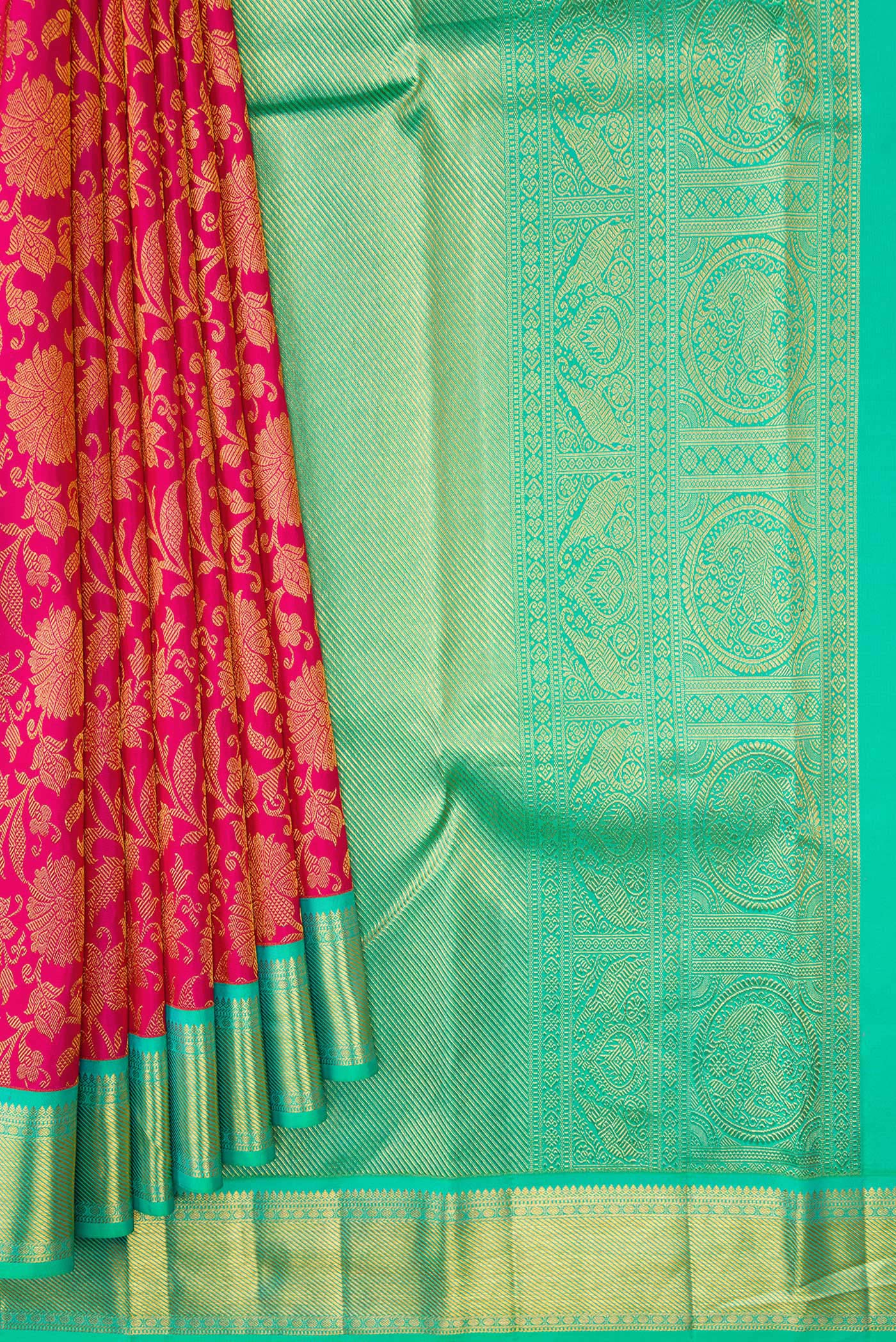 Dark Pink Kanjivaram Silk Saree - Image 4