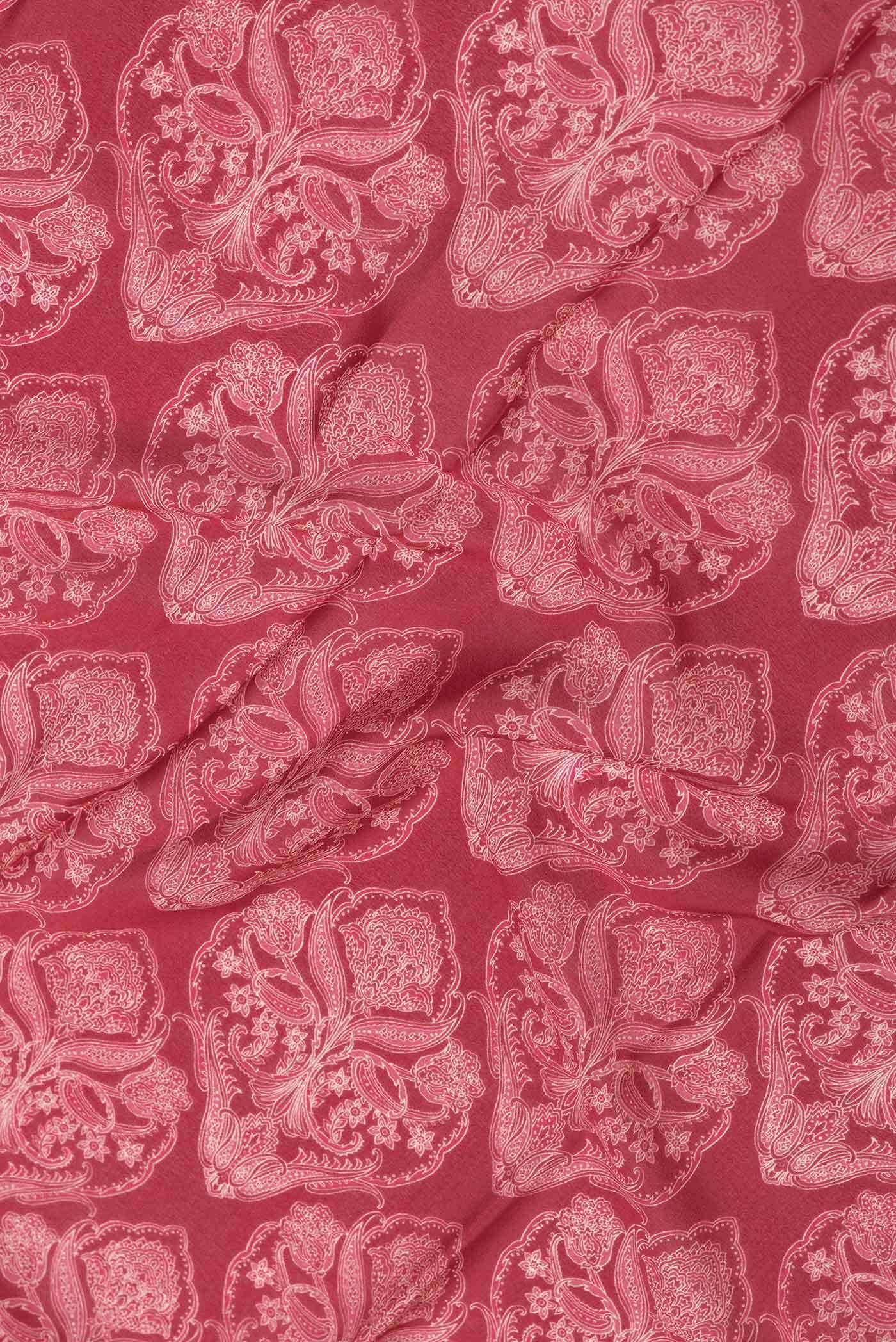 Dark Pink Dual Tone Mysore Crepe Saree - Image 2