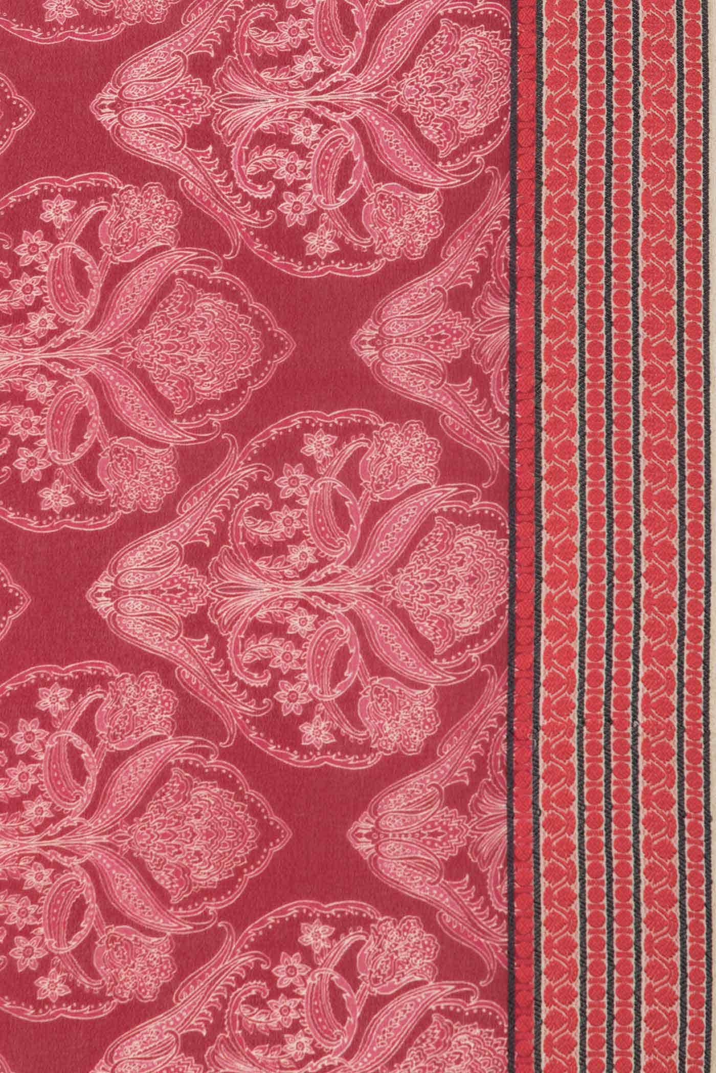 Dark Pink Dual Tone Mysore Crepe Saree - Image 3