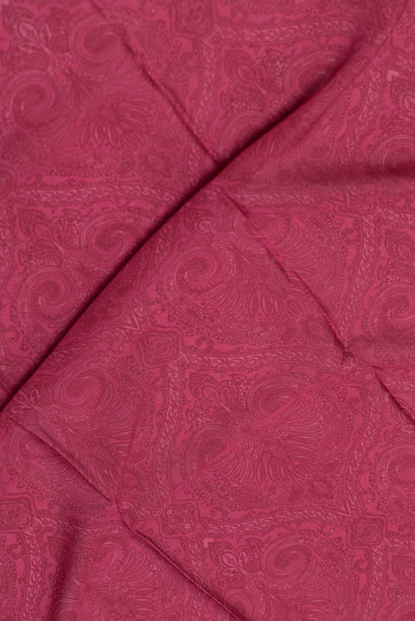 Dark Pink Dual Tone Mysore Crepe Saree - Image 2