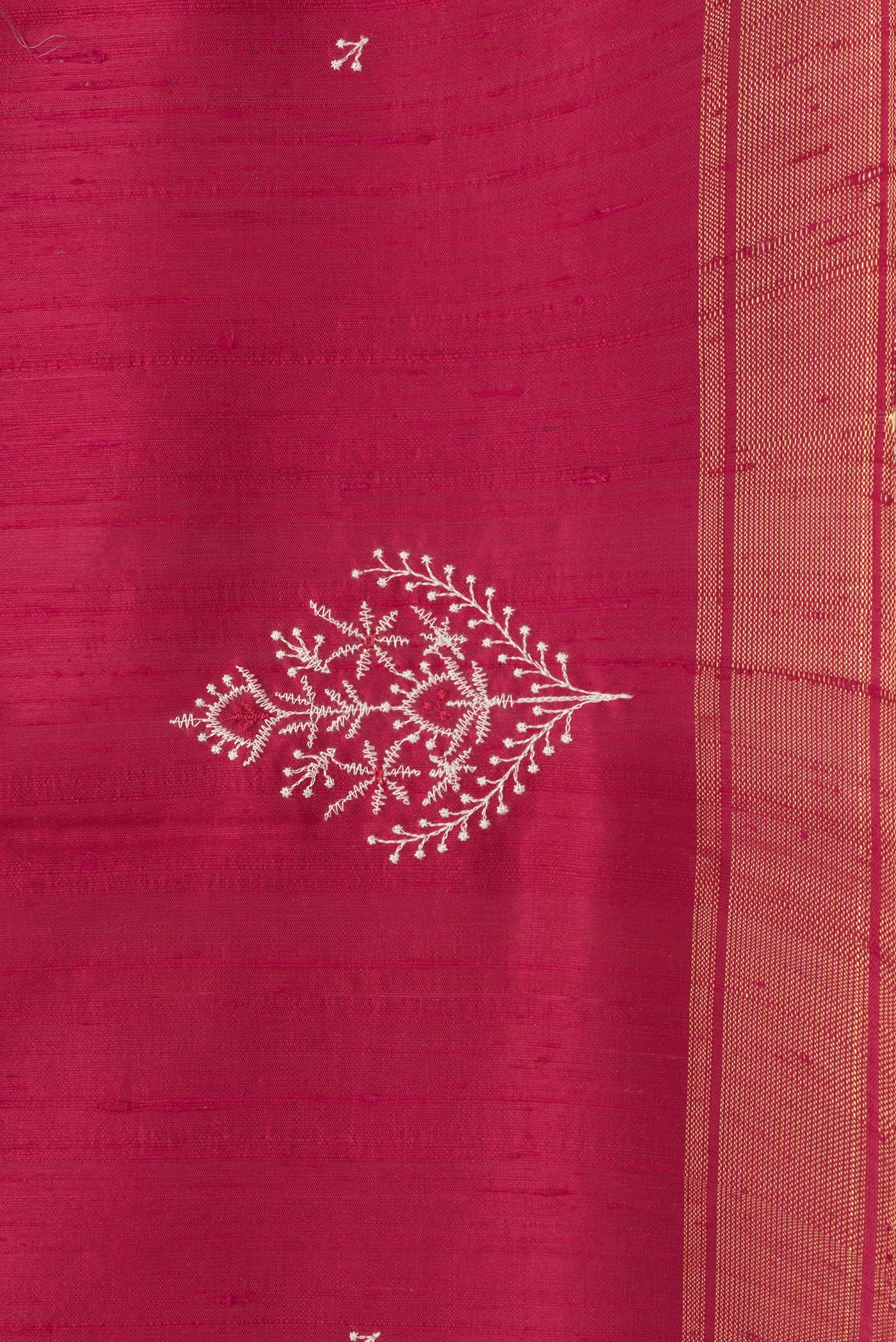 Deep Red Raw Silk Saree - Image 3