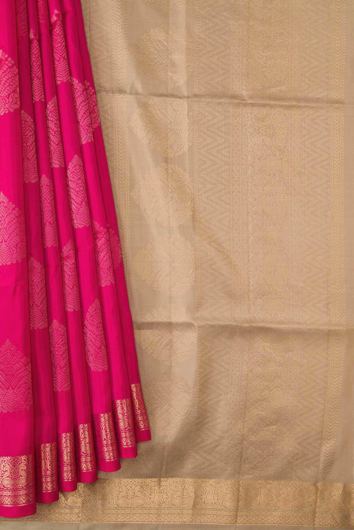 Dark Pink Dual Tone Soft Silk Saree - Image 4