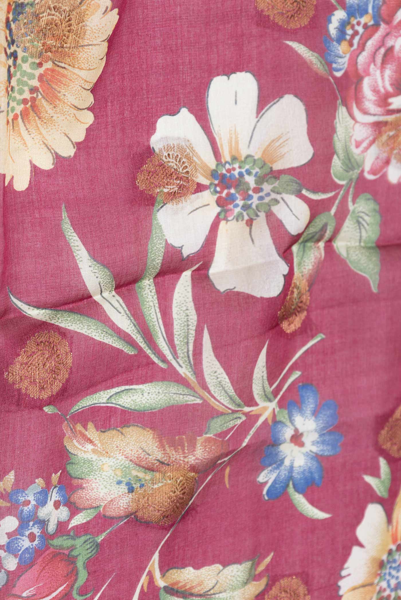Dark Pink Dual Tone Tussar Silk Saree - Image 2