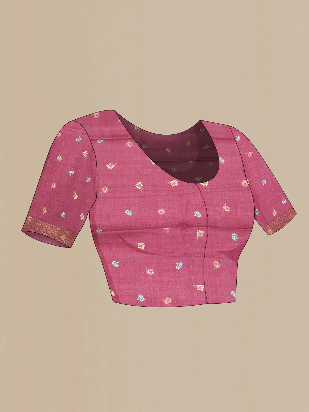 Dark Pink Dual Tone Tussar Silk Saree - Image 4