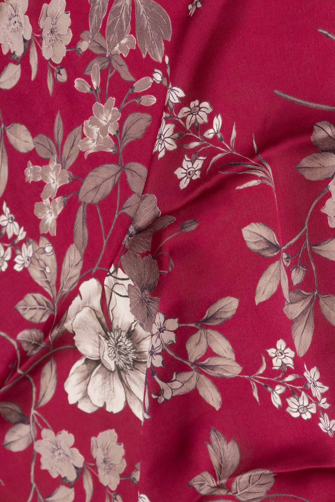 Dark Pink Mysore Crepe Saree - Image 2