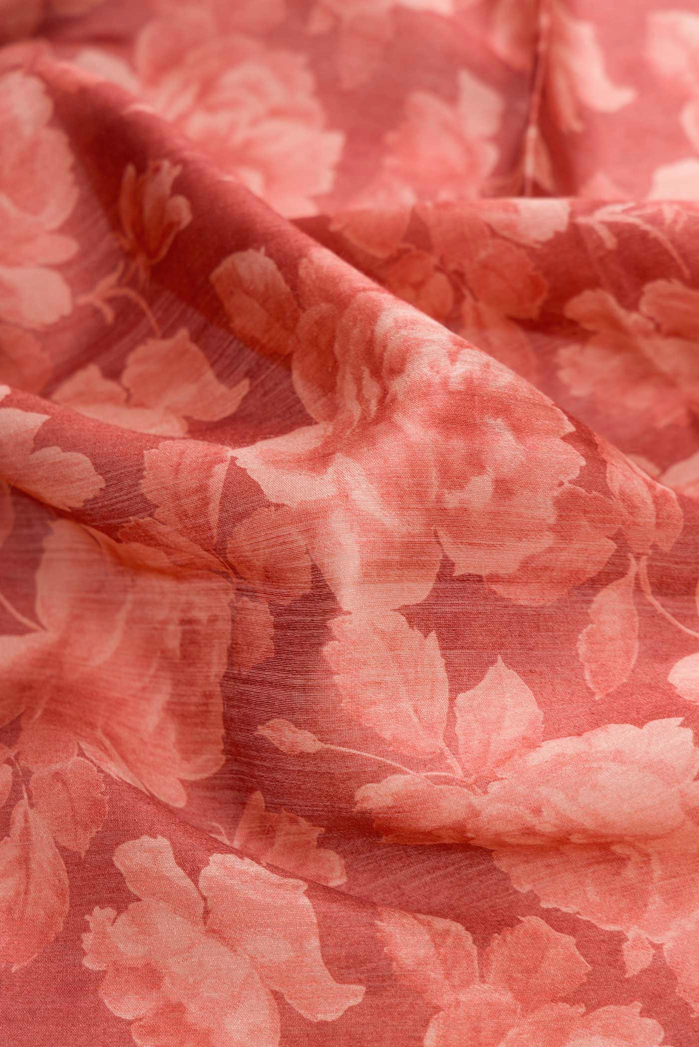 Peach Tussar Silk Saree - Image 2