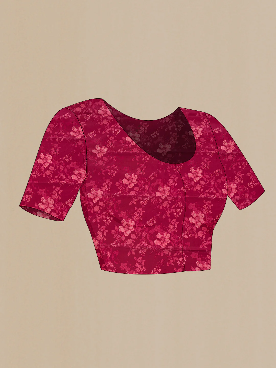 Dark Pink Mysore Crepe Saree - Image 4