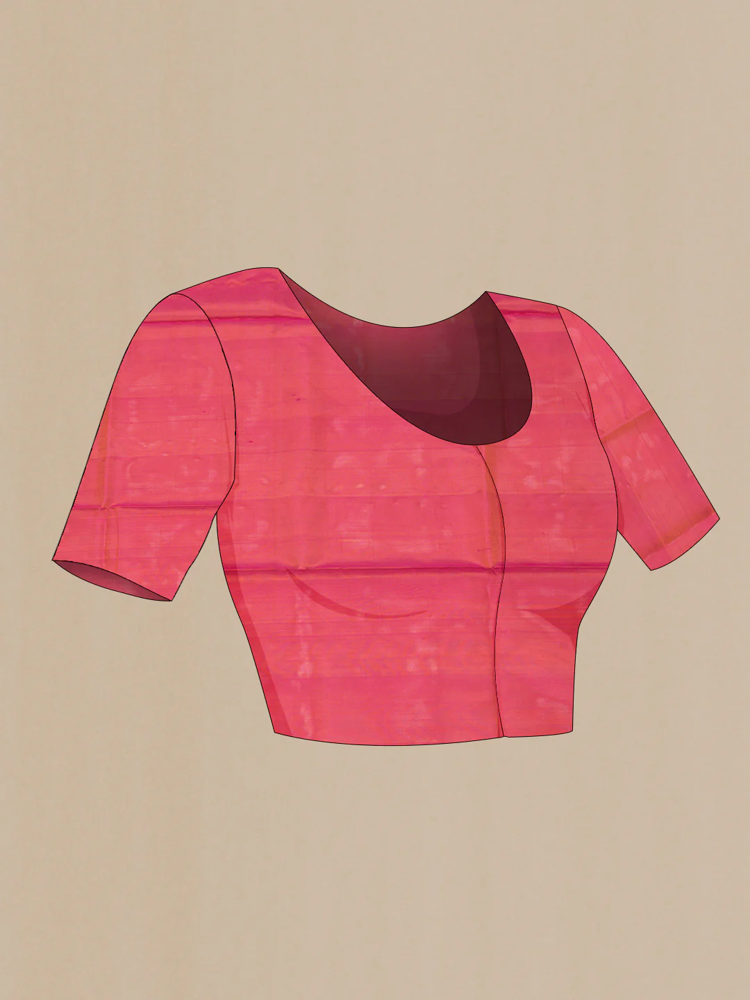 Dark Pink Dual Tone Uppada Silk Saree - Image 5
