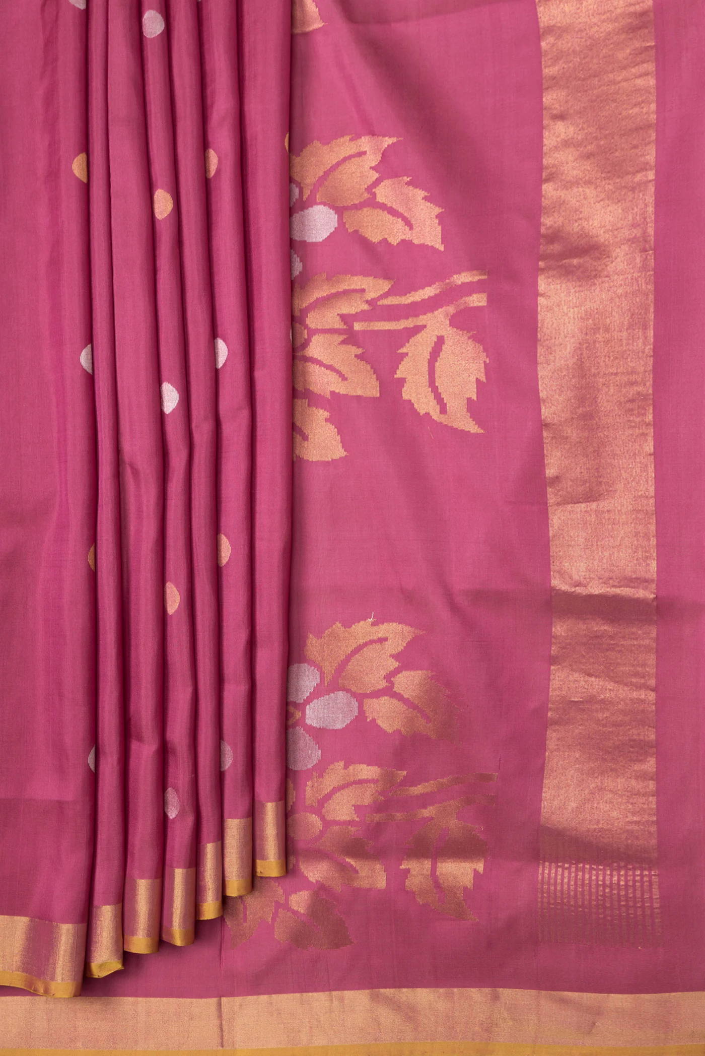 Dark Pink Uppada Silk Saree - Image 4