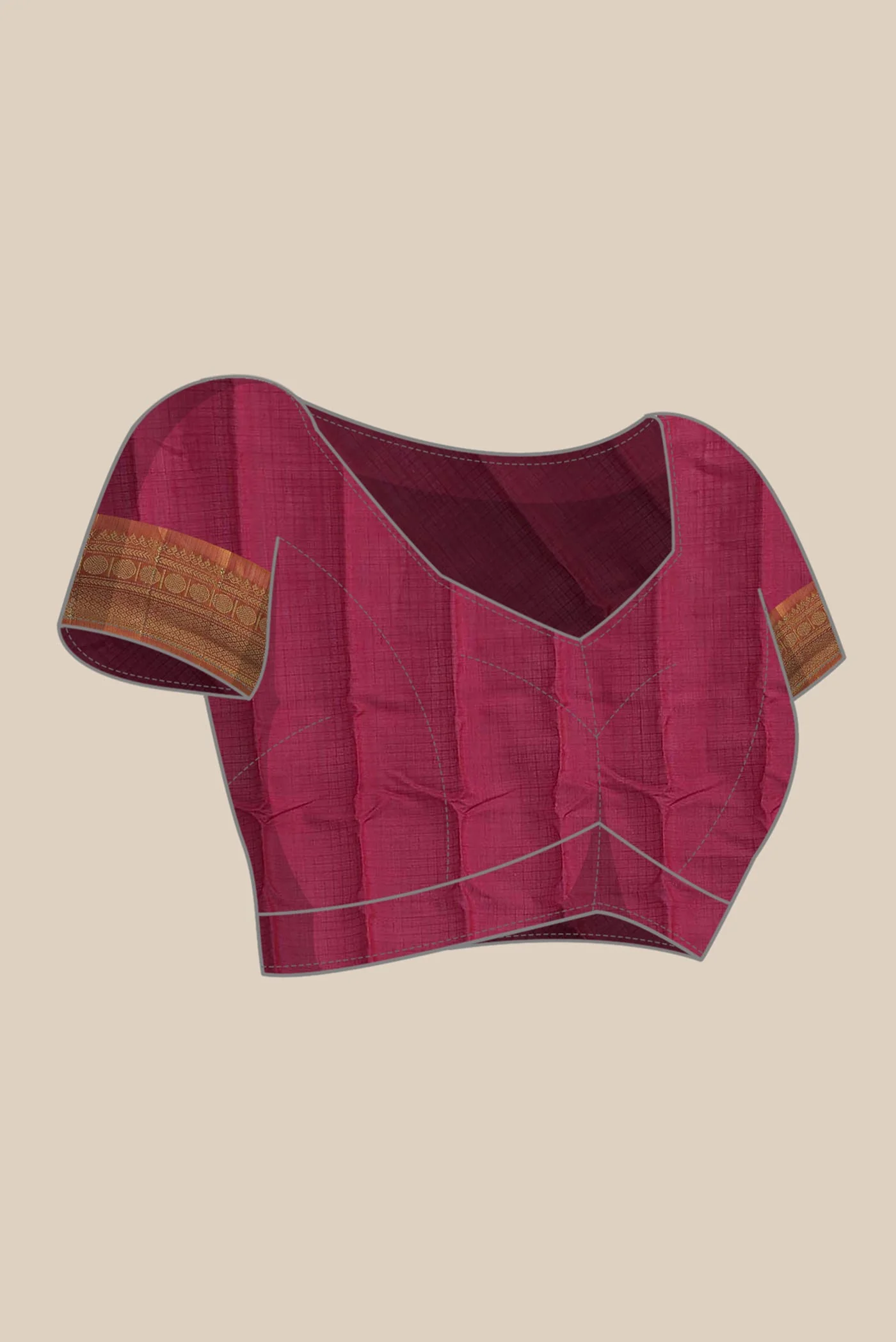 Dark Pink Gadwal Silk Cotton Saree - Image 7