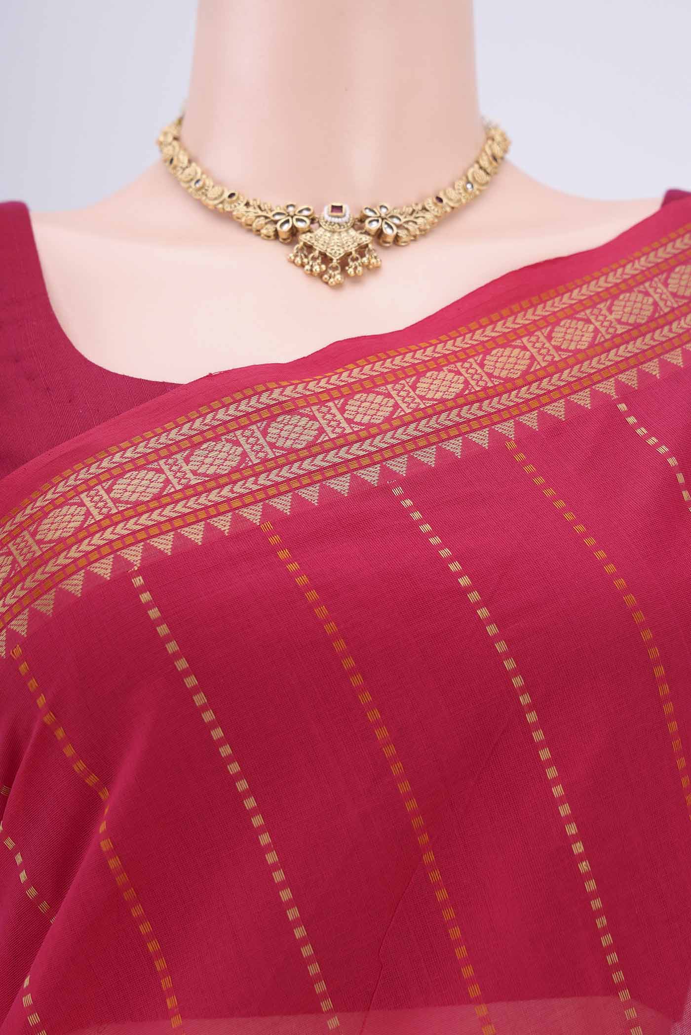 Dark Pink Kanchi Cotton Saree - Image 2