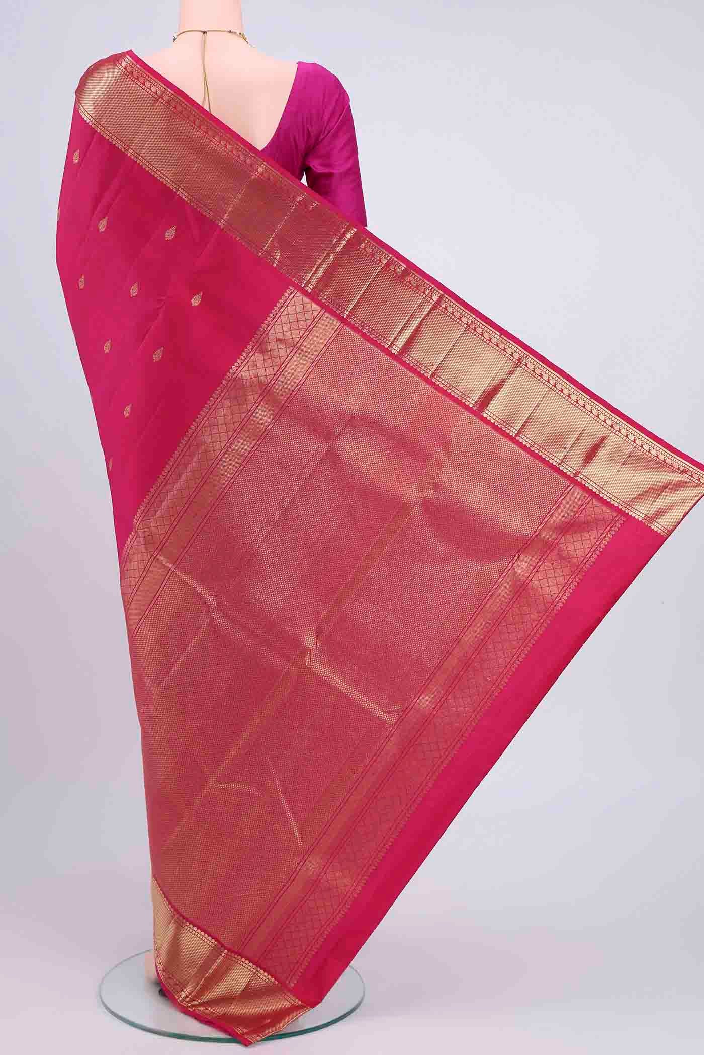 Dark Pink Kanchipuram Saree - Image 3
