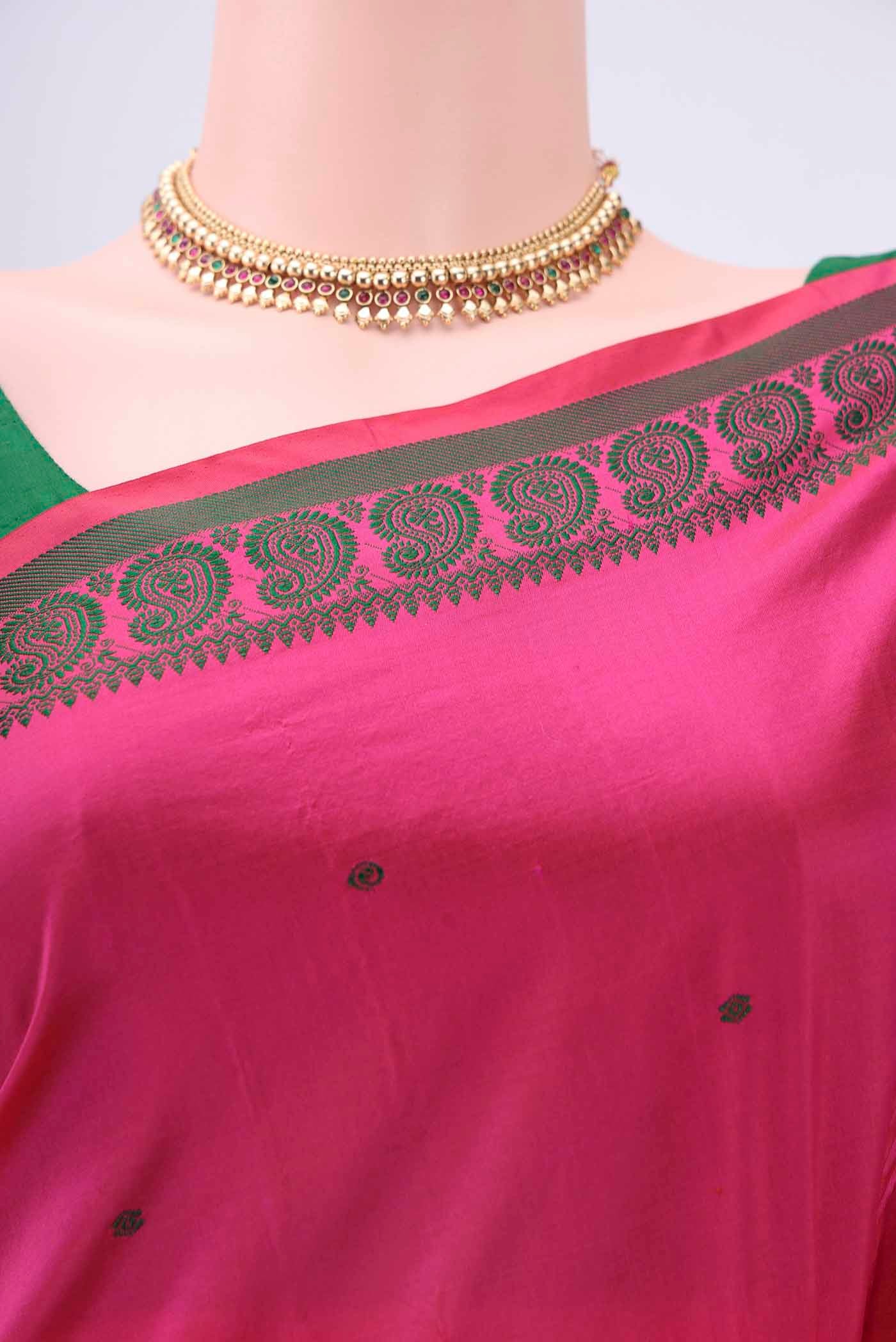 Dark Pink Kanchipuram Silk Saree - Image 2