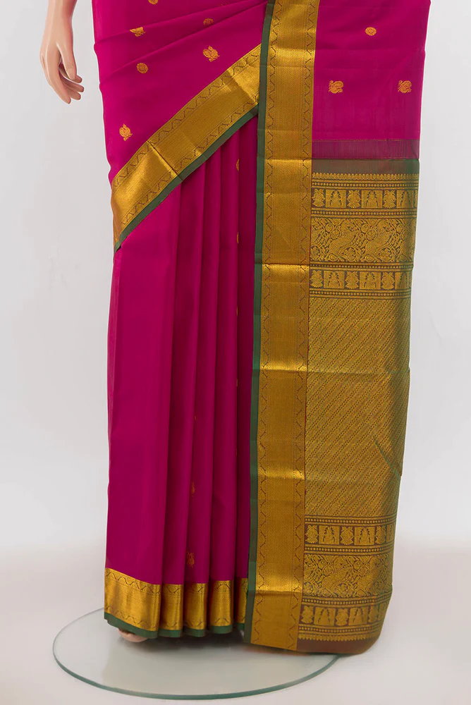 Rani Pink Kanchipuram Silk Saree - Image 3