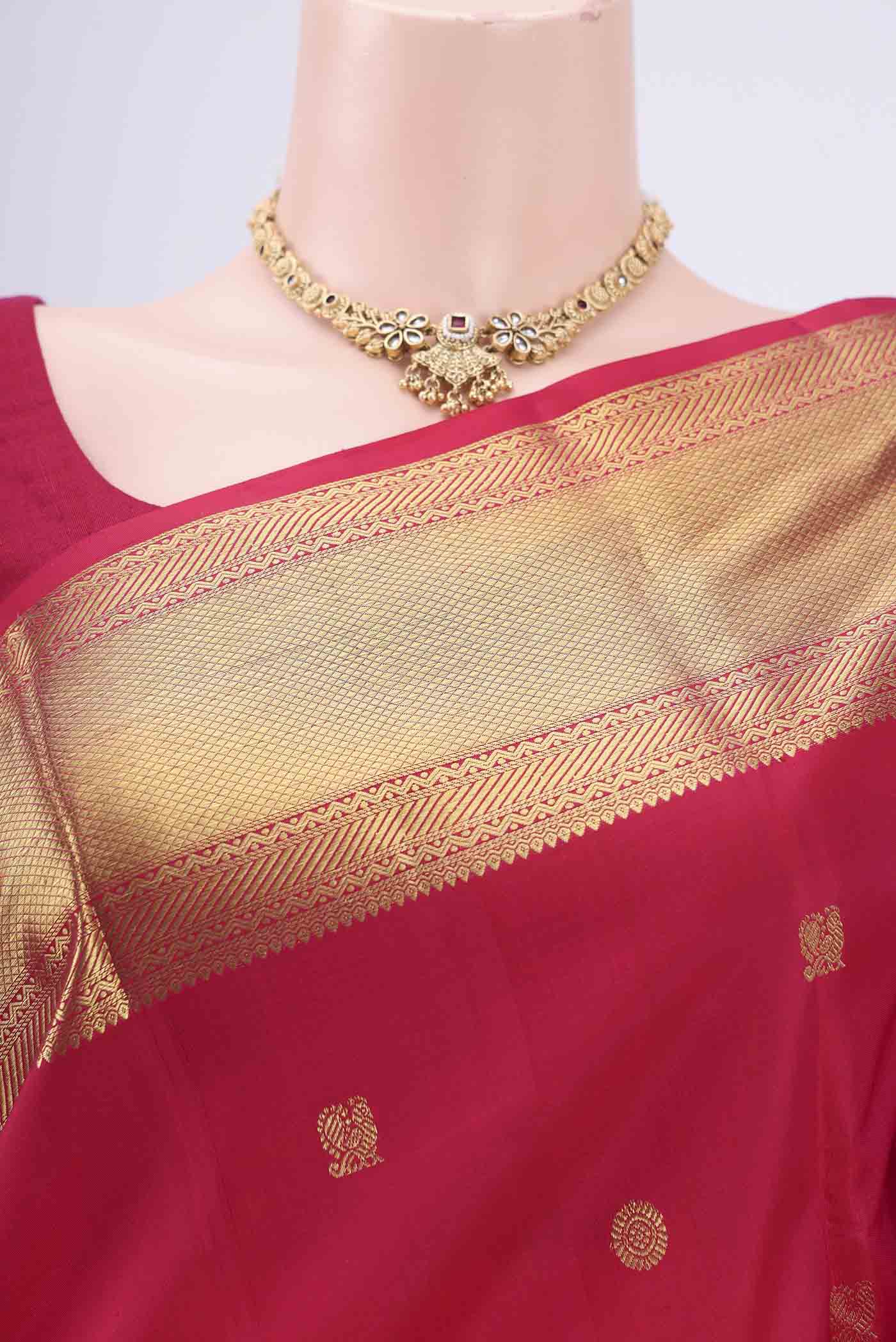 Dark Pink Kanchipuram Silk Saree - Image 2