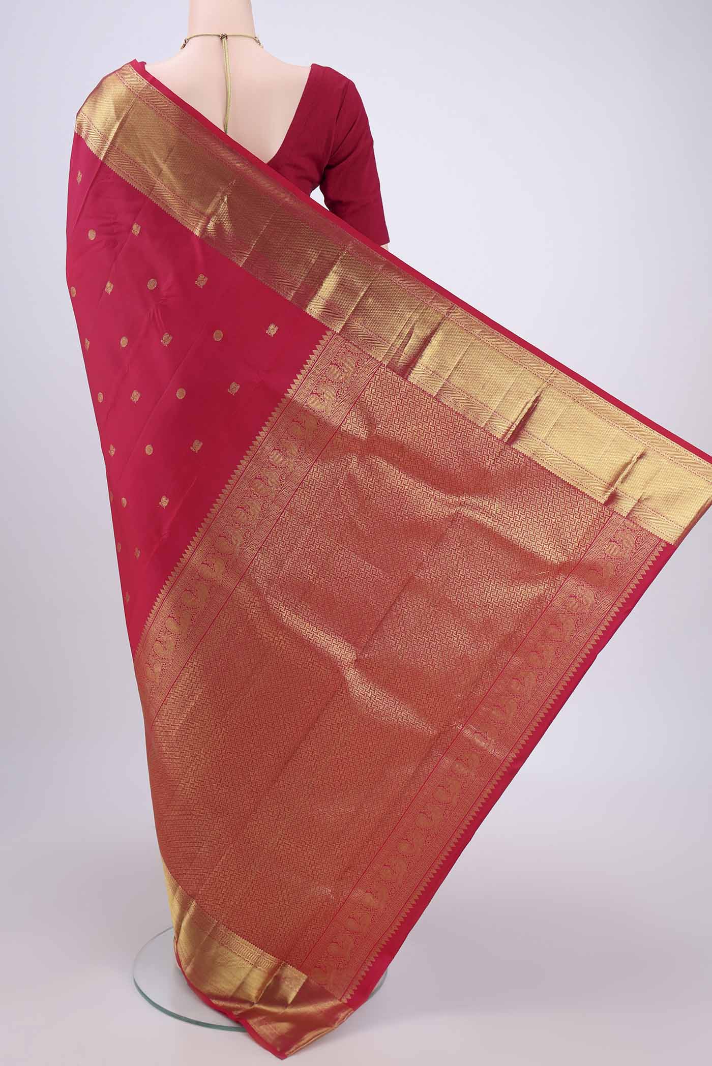 Dark Pink Kanchipuram Silk Saree - Image 3