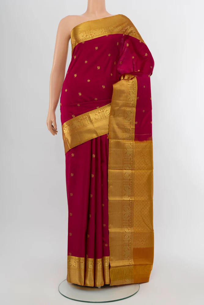 Dark Pink Kanchipuram Silk Saree