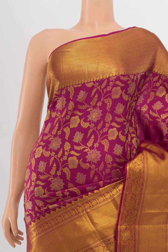 Magenta Kanjivaram Silk Saree - Image 2