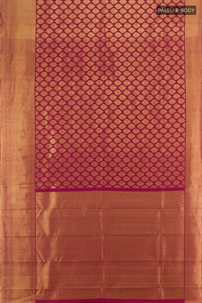 Maroon Kanjivaram Silk Saree - Image 5