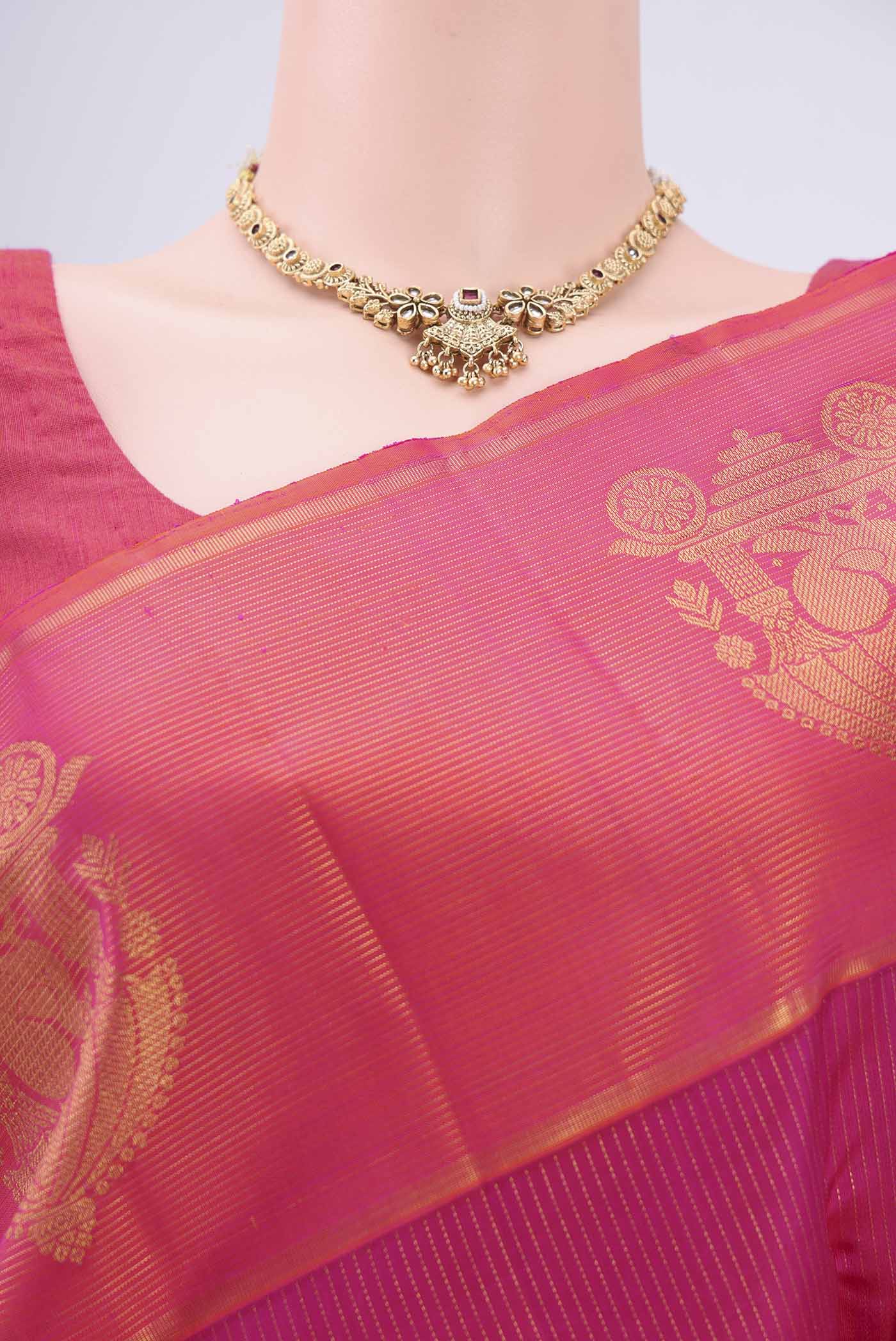 Pink Kanjivaram Silk Saree - Image 2