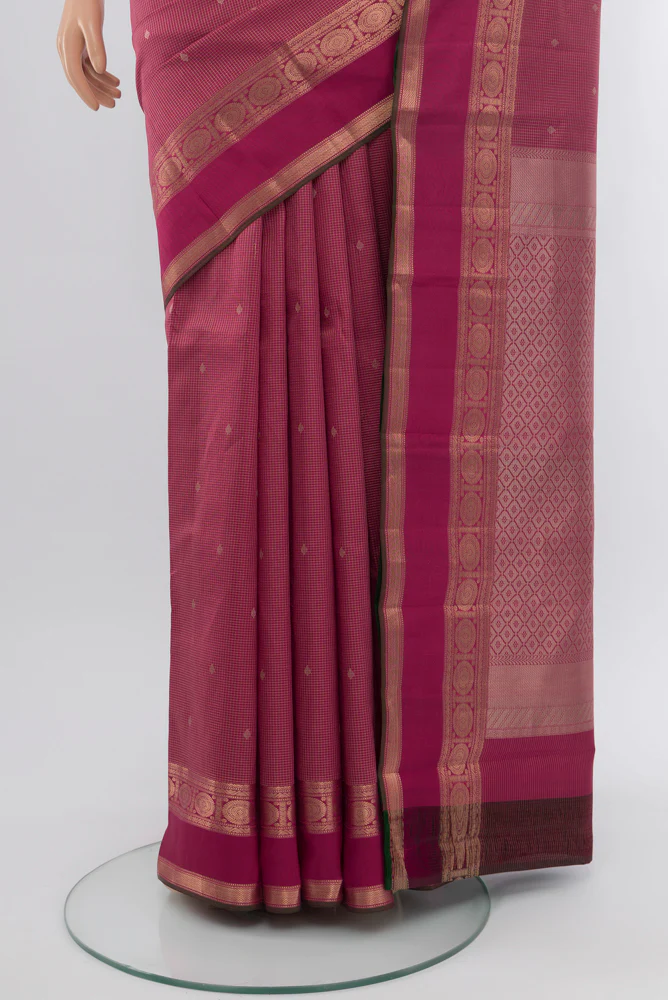Magenta Kanjivaram Silk Saree - Image 3