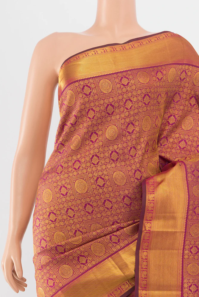 Magenta Kanjivaram Silk Saree - Image 2
