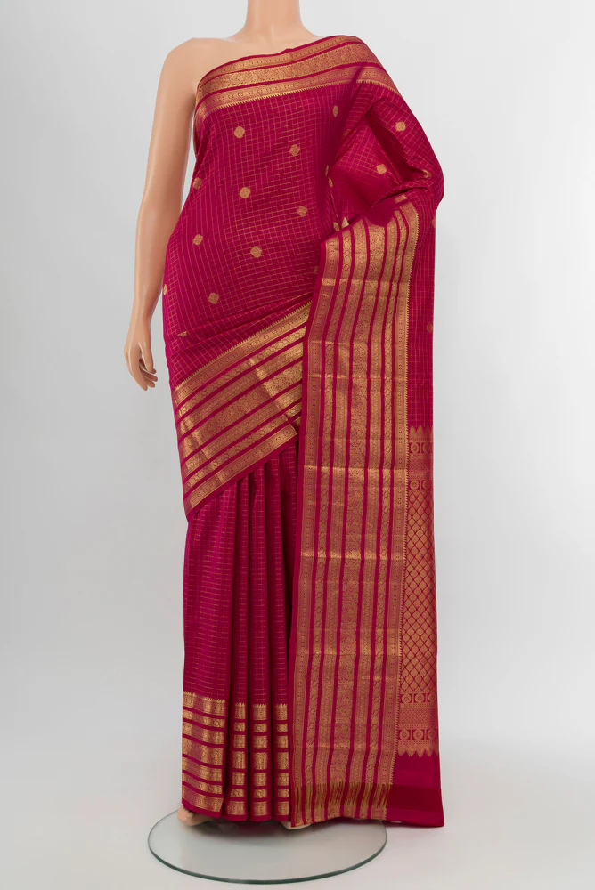 Dark Pink Kanjivaram Silk Saree