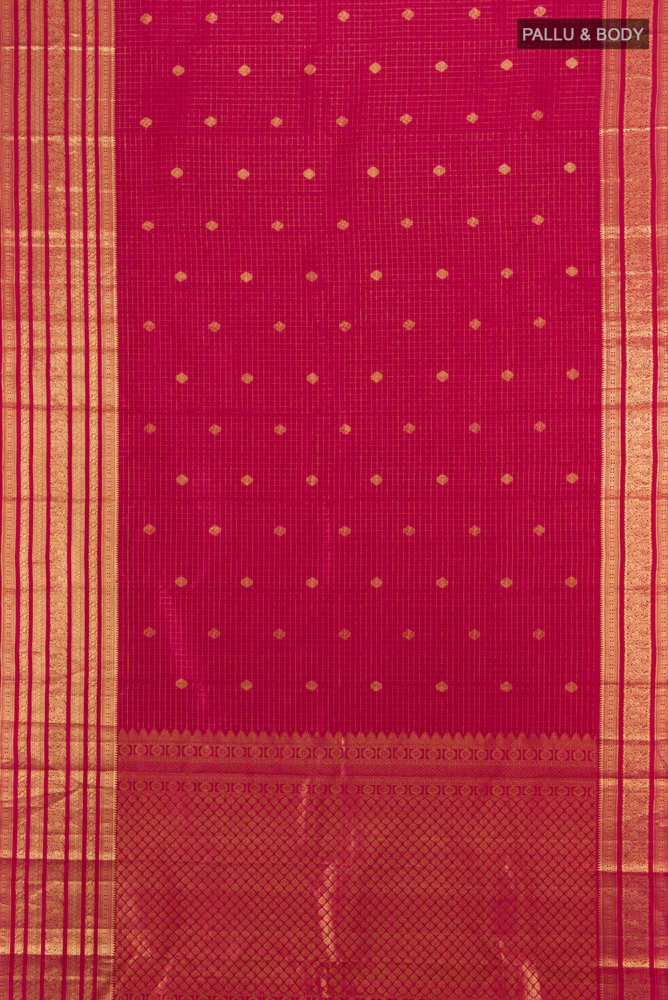 Dark Pink Kanjivaram Silk Saree - Image 5
