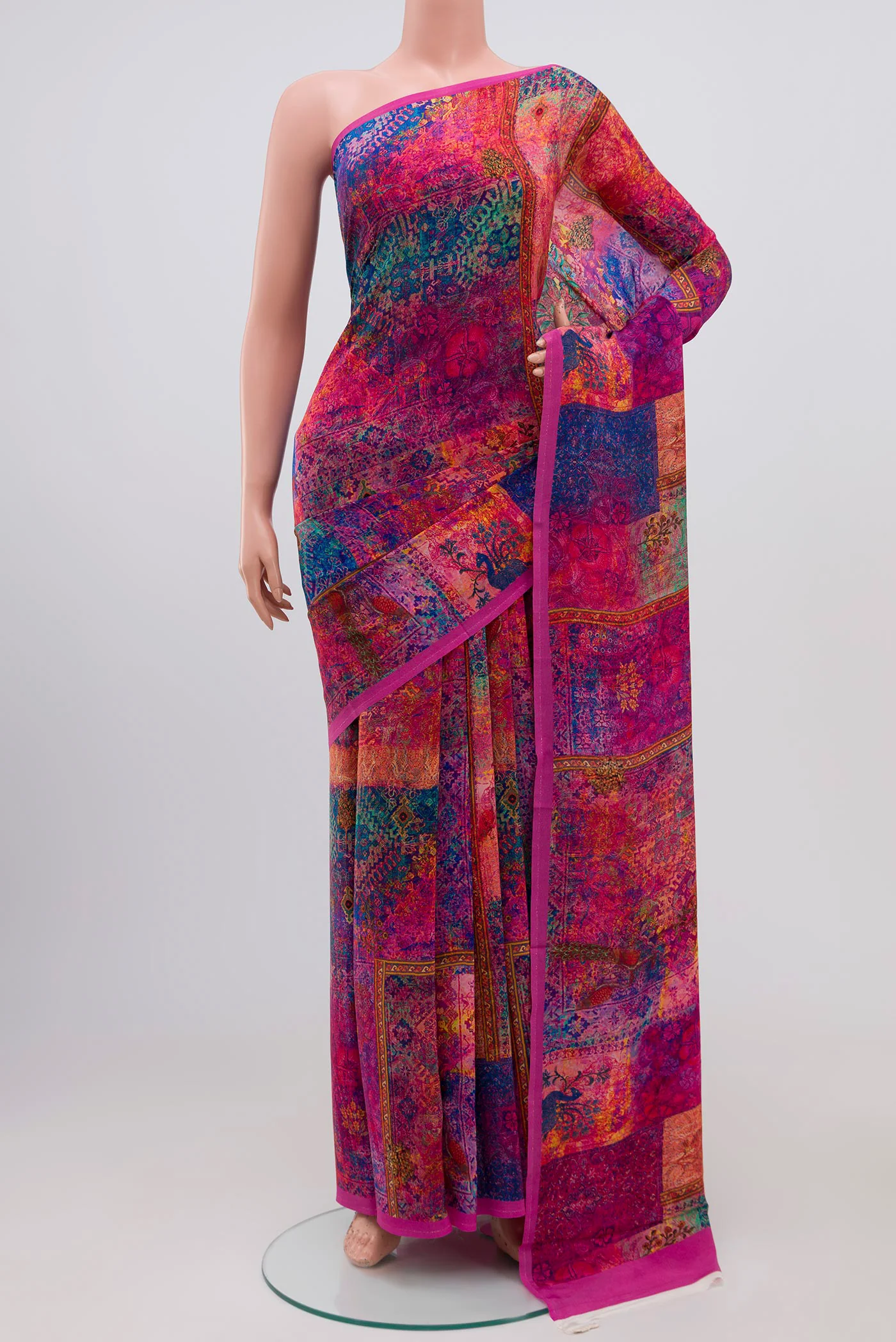Rani Pink Mysore Crepe Saree