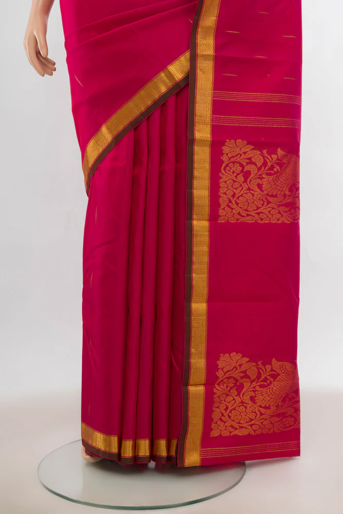 Pure Silk Pure Zari Pink Kanchipuram Saree - Image 3