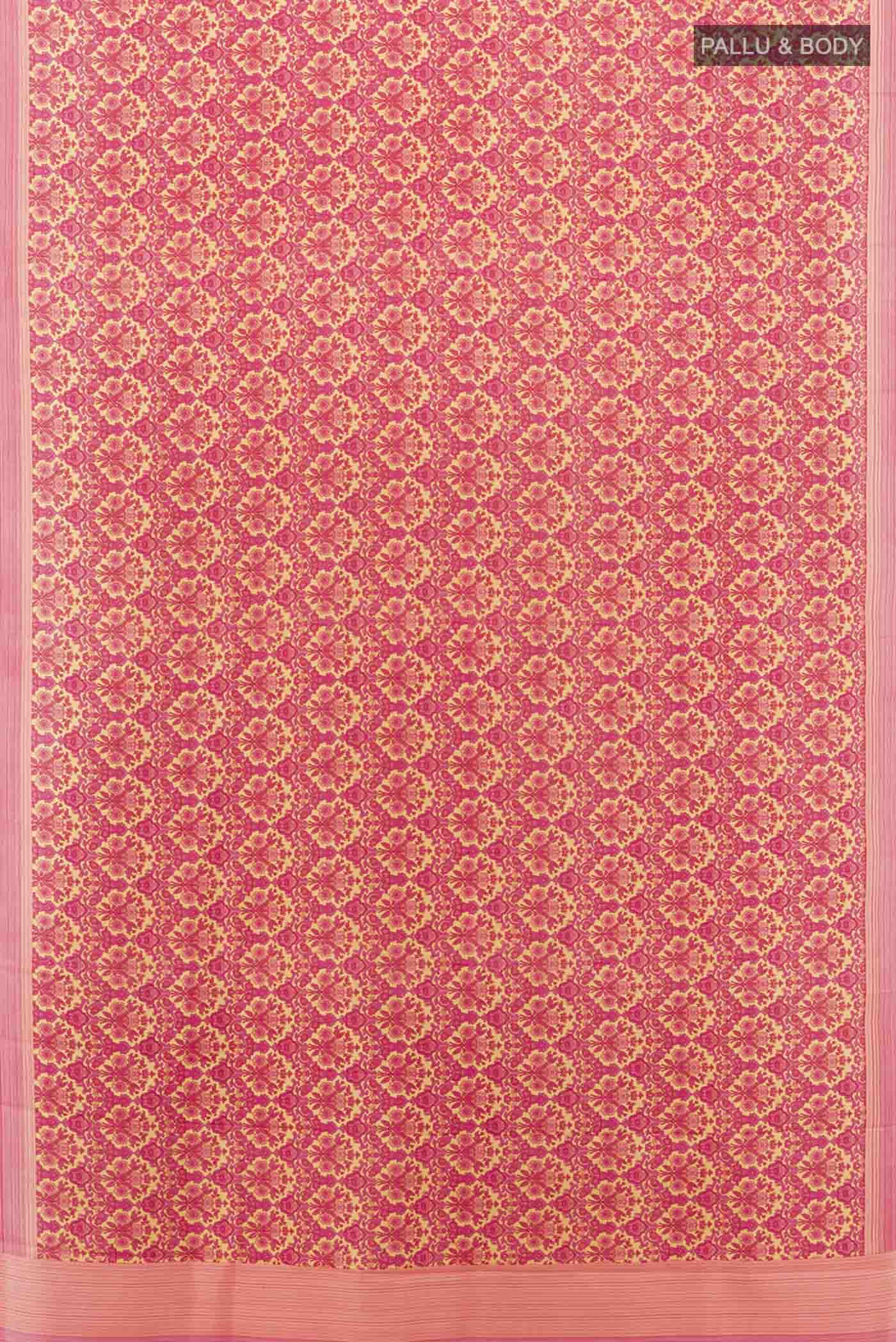 Dark Pink Printed Silk Saree - Image 5