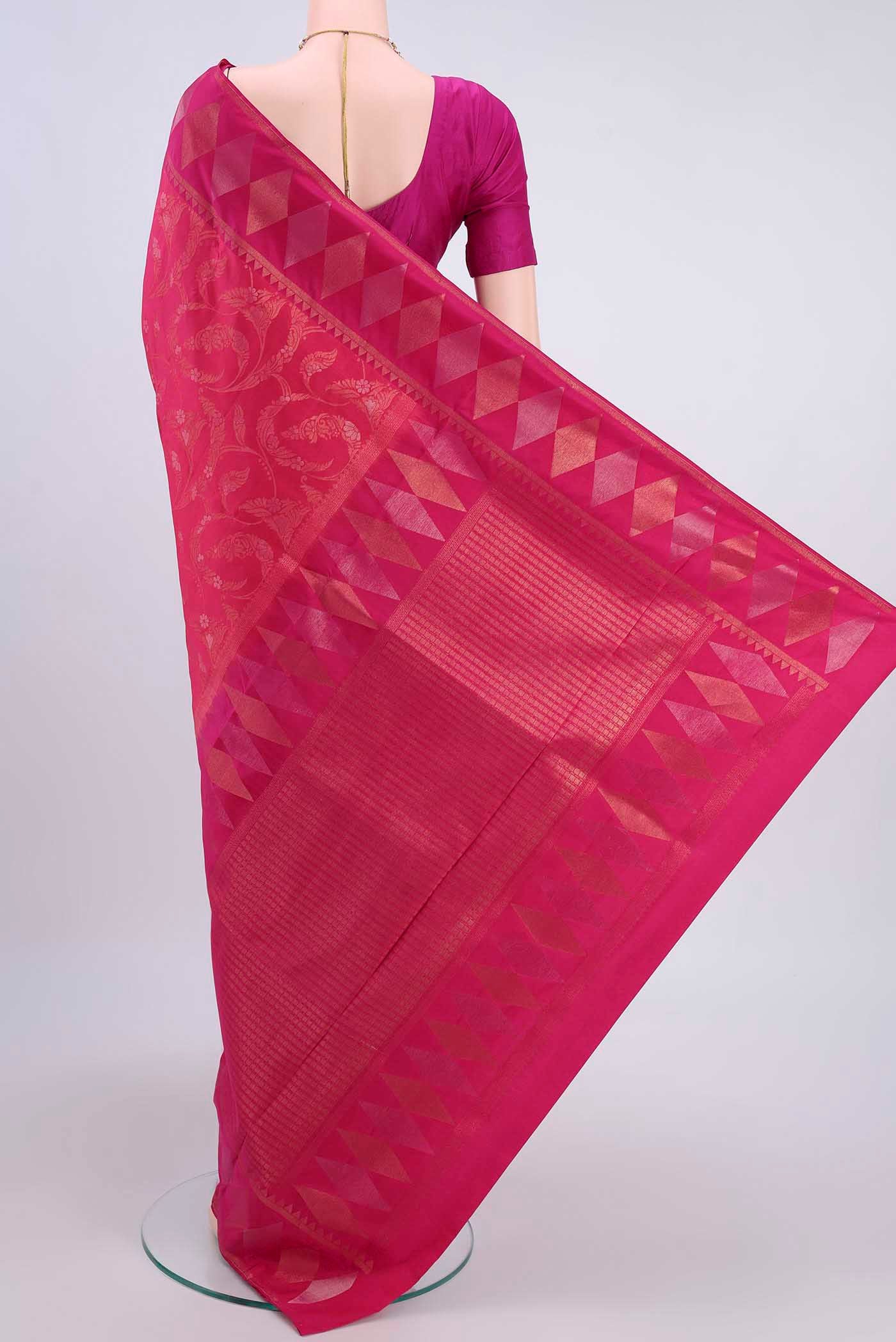 Dark Pink Soft Silk Saree - Image 3
