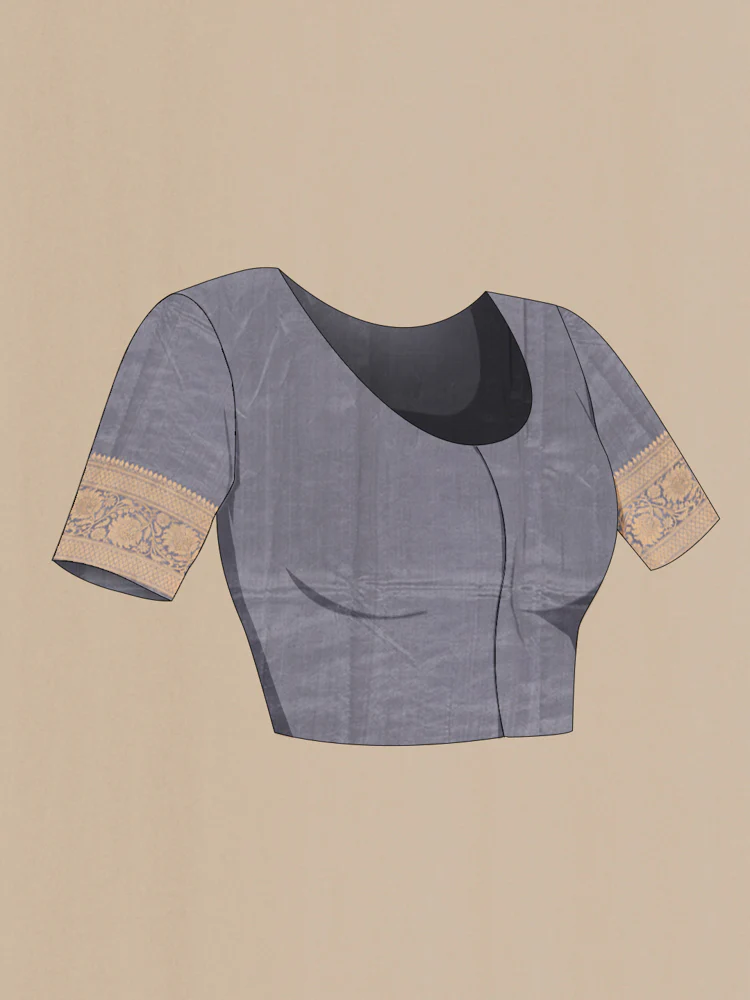 Davys Grey Banarasi Katan Silk Saree - Image 4