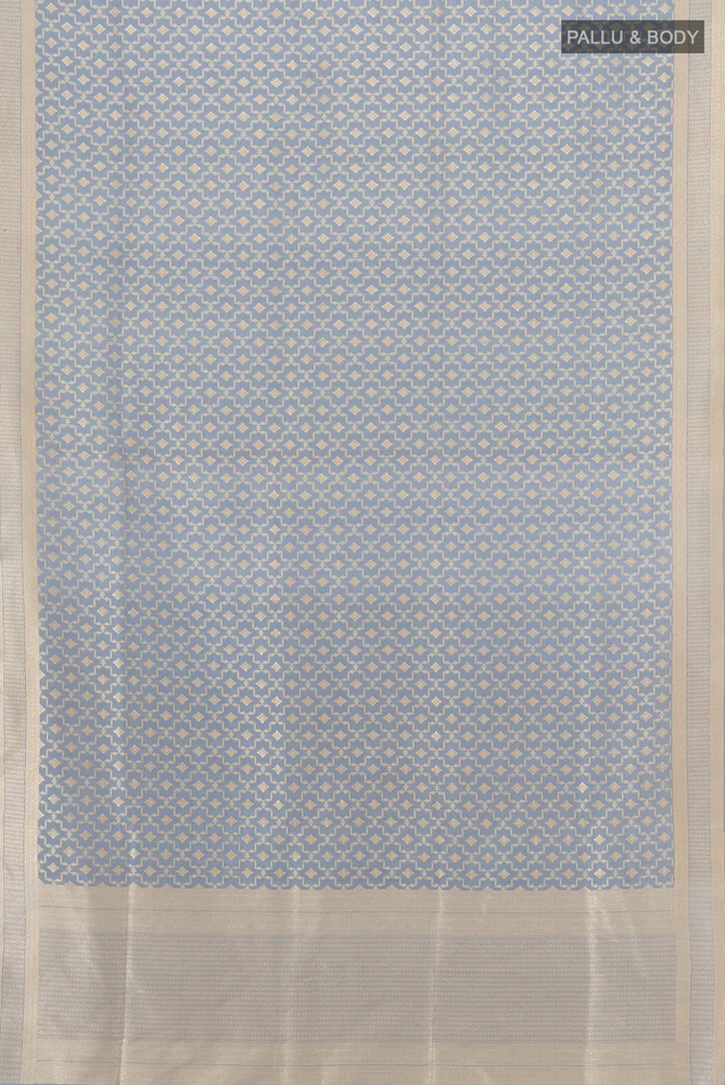 Blue Grey Banarasi Silk Saree - Image 5