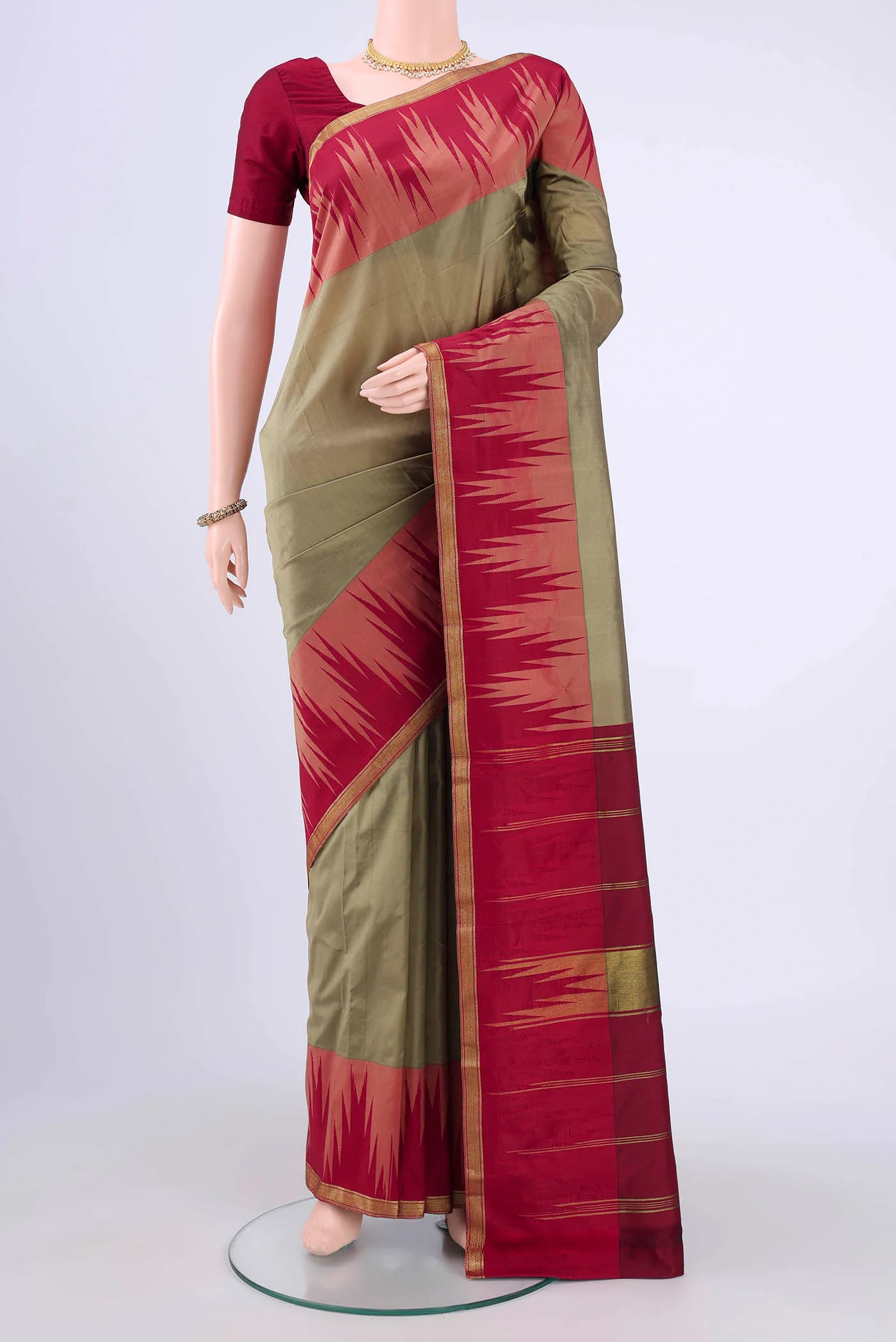 Davys Grey Blended Bangalore Silk Saree