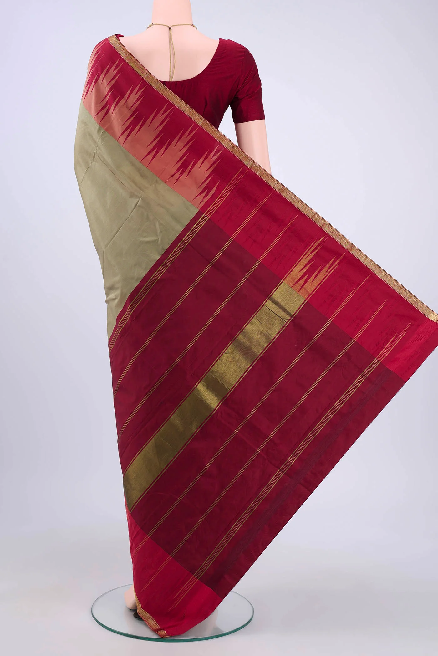 Davys Grey Blended Bangalore Silk Saree - Image 3