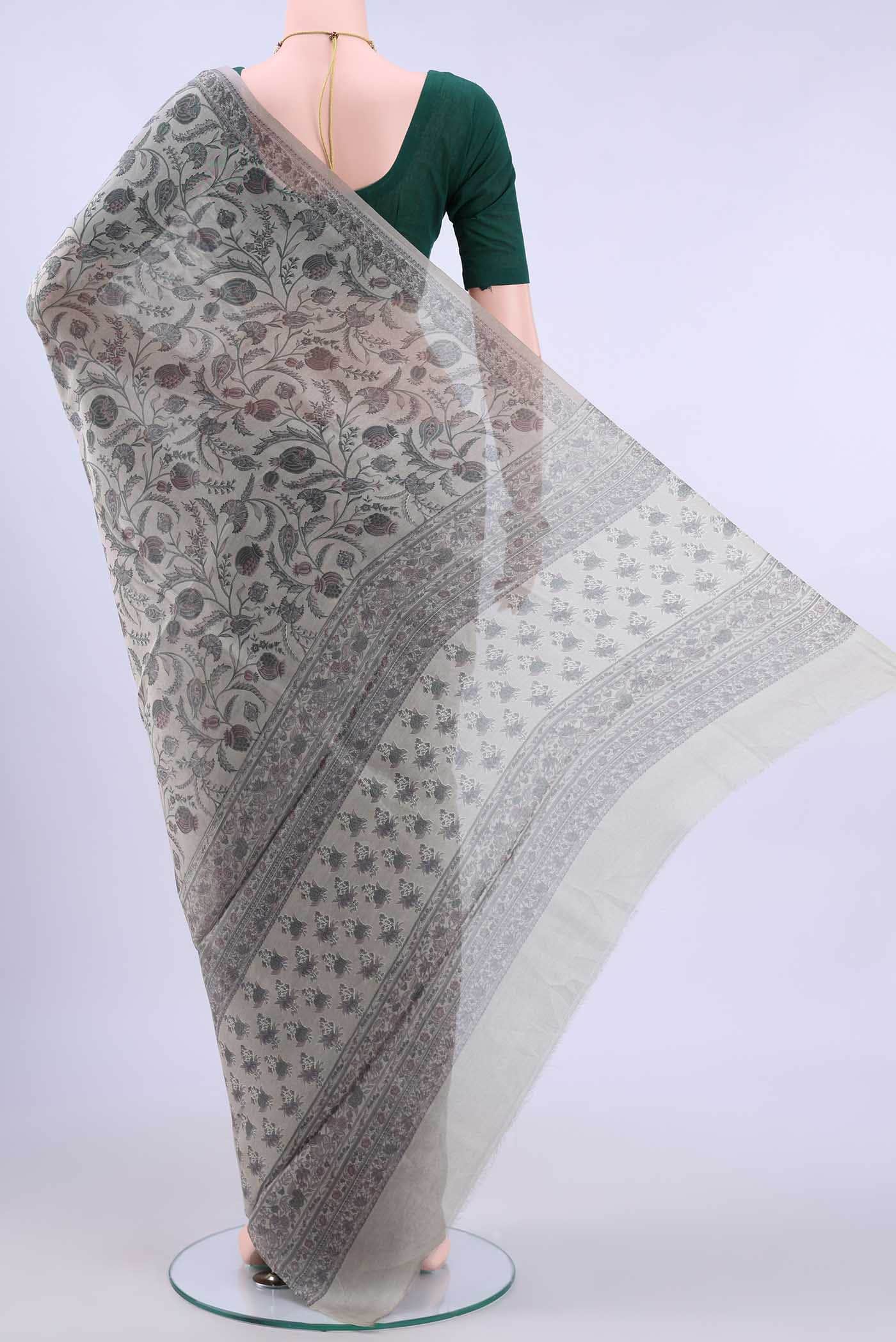 Davys Grey Chanderi Silk Cotton Saree - Image 2