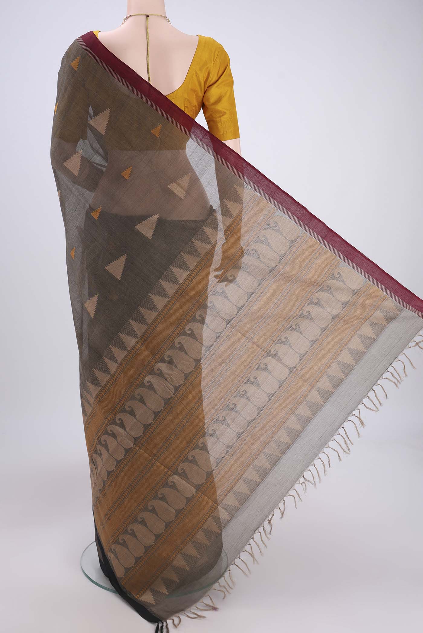 Davys Grey Coimbatore Cotton Saree - Image 3
