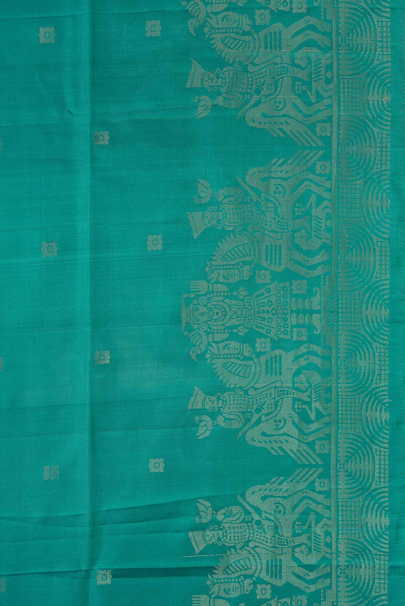 Teal Soft Silk Saree - Image 3