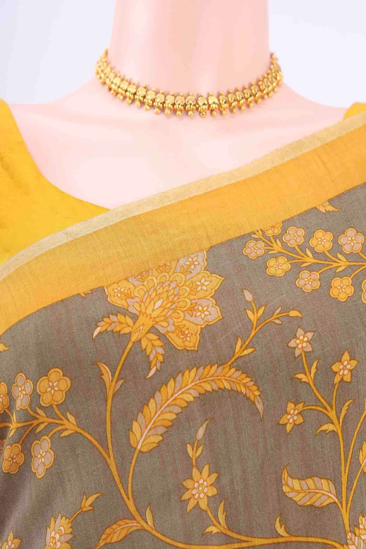 Davys Grey Dual Tone Tussar Silk Saree - Image 2