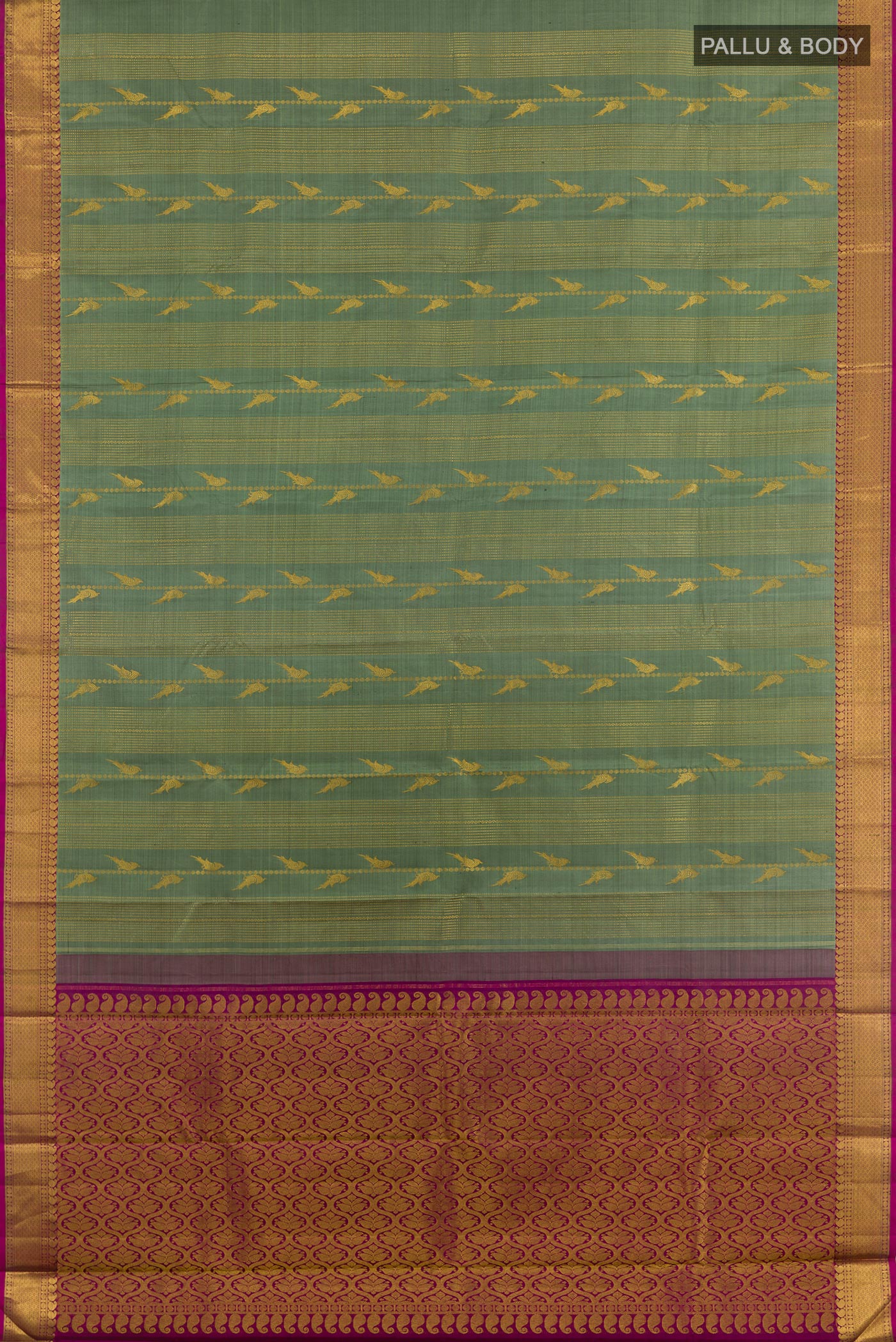Sage Green Kanjivaram Silk Saree - Image 3